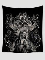 Goth Dark Holy Lady Dove Cross Tapestry 3X5 Ft Polyester Wall Hanging For Living Room Bedroom Home Camping Decor 40X60CM