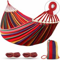 Camping Hammock 550Lb Upgraded Thickened 320G Durable Canvas Fabric Single Hammocks With Two Anti Roll Balance Beam And Sturdy M raudona