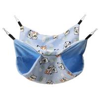 Breathable Guinea Pig Hanging Hammock Double Layer Small Animals Sleeping Pouch  for Small Animals 29*29CM-Blue Hamster