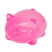Cool Cats Squishy Cat Stress Toy Glitter Translucent Fidget Toy for Anxiety Relief pink