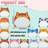 12Pcs Animal Design Self-Stick Memo Pads, Colorful for Planner, Book Mark, Note Taking & Organizing, Creative Office Supplies