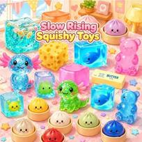 Atsitiktinis lėtai kylantis squishy žaislas 2 vnt., Mielas lėtai kylantis spaudomas žaislas, Minkštas streso mažinimo fidget žaislas, Atsitiktinio stiliaus spaudomas žaislas