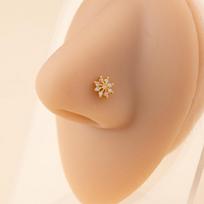 Minimalist Versatile Gold S-Shaped Nose Stud Curved Barbell Flower Rhinestone Nose Piercing Jewelry Niche Nose Ring