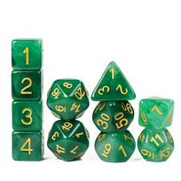 Cusdie 11Pcs Imitation Jade Dices Set Resin D4-D20 Polyhedral Dices for D&D Pathfinder Tabletop Role Playing Board Games tamsiai žalia spalva
