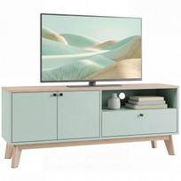 TV spintelė - HOMCOM - 36 colių televizoriui - 2 durys, stalčius, atviras skyrius - MDF - 120 x 35 x 50 cm - šviesiai žalia