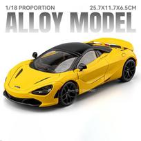 1:18 720S 918 Martini Toy Model Sports Cars Alloy Diecast Sound Light Doors Opened Pull Back Simulation Supercars for Boys Gifts yellow