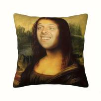 1Pc Funny Mona Lisa Meme Pillow Cover, 2D Double-Sided Print Polyester Throw Pillow Case, Parody Art Decor, Novelty Gift For Art Peach skin 18*18(CM)-1Pcs