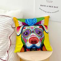 Day Of The Dead Dog Corgi Cushion Cover Soft Pillowcase For Sofa Home Living Room Bedside Decor Pillow Cover Gift Party Hogar Peach skin 18*18(CM)-1Pcs