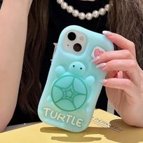 Kūrybiškas ir mielas vėžlio silikoninis telefono dėklas, tinkamas iPhone 11 12 13 14 15 Pro Max Plus, moteriško stiliaus 3D animacinis telefono dėklas iPhone 12