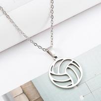 European and American Round Sports Accessories Simple Volleyball Pendant Necklace Clavicle Chain Titanium Steel 60CM