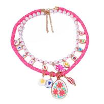 Ethnic Style Flower Pendant Necklace Fruit Dopamine Necklace Vintage Pearls Necklace  Male rožinė