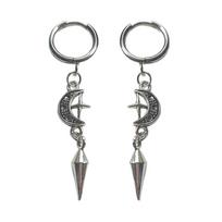 A52E Gothic Inspired Earrings with Spiky Design and Moon Star Punk Accessory