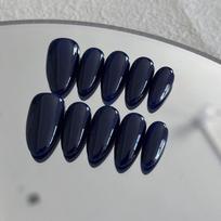Handmade Press-On Nails Set - Solid Color Acrylic Tips In Almond Oval Shapes Black-Blue Earth Tone Red Coffee Caramel Extra Small