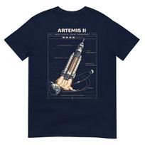 Blueprint Space Rocket Launch Mission To The Moon Artemis 2 Tshirt S