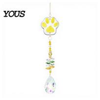Exquisite Craftsmanship Wind Chime Crystal Cat Paw Chimes, Suncatchers for Windows Hanging, Rainbow Light Prism Maker Indoor Outdoor Home Garden Decor