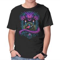 Unisex Crew Neck T-Shirt The Warrior And Dragon Graphic Short Sleeve Casual Tee XXL