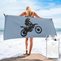 Moto X  Dirt Bike Monotone Vector Art Beach Towel Soft Microfiber Quick Dry Absorbent Quick Towels For Swimming 70x140 cm