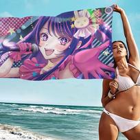 Anime Oshi No Ko Hoshino Beach Towel Colorful Bath Towels For Girl Microfiber Quick Dry Custom Sand Free Beach Yoga Spa Gym Pool Cotton 30x30cm