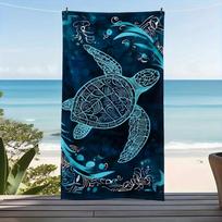 1Pc Bohemian Sea Turtle Print Beach Towel Sun Wind Resistant Soft Quick Dry Towel Travel Blanket For Pool Camping Outdoor Vacati 40X60CM