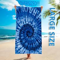 Oversized Tie-Dye Blue Beach Towel: Enjoy A Luxurious, Comfortable Experience With Vibrant Colors And Soft Absorbency 50x100cm