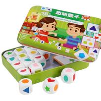 Kid Geometric Dice Set Board Memory Games Shape Colour Matching Sorter Stacking Blocks Montessori Puzzle Sensory Boy Toy Gift