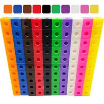 100pcs DIY Cubes Montessori Math 3D Puzzle Toy 10 Color Rainbow Link Cube Snap Block Stacking Game Assembly Set for Children As shown