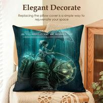 Fanart B-Bioshock R-Rapture Cushion Cover Natural Linen Organic Fabric Double-Sided Printing Sofa Home Decor Gift Pillow Case Peach skin 18*18(CM)-1Pcs