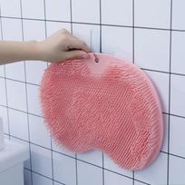 Compact Pink Silicone Foot Scrubber with Textured Surface for Exfoliating and Massaging In Shower or Bath rožinė