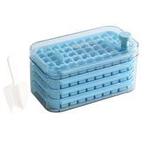 Ice Cube Trays with Bin Ice Shovel 100/200 Cavity Stackable Ice Molds for Freezer One Click Press Easy Release Ice Maker for Cocktails Whiskey Juice 200 Grid šviesiai mėlyna spalva