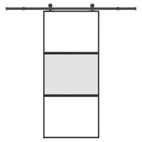 Sliding Door with Fittings 90 x 205 cm Tempered Glass & Aluminum