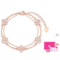 Barbie crystal bracelet [New upgrade* Explosive four-leaf clover limited edition] Dreamy streamer pink clover honey bracelet, simple Ba2506134-2 auksas