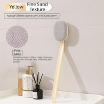 Coarse/Fine Sand Back Scrubber Brush Long Handle Exfoliating Brush Bath Shower Brush  Deep Cleaning Yellow