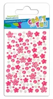 Dekoratyviniai krištoliniai karoliukai CRAFT with FUN Pink Flowers, lipnūs