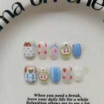 Short Square Press-On Nails With Hand-Painted Cute Cat Eye Design Sweet Ins Style Nail Art Women Extra Small