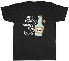 Arrr Matey Pirate Mens T-Shirt Where's Me Rum? Funny Tee Gift S