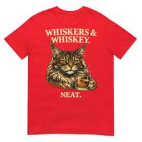 Whiskers And Whiskey Neat Funny Cat Lover Bourbon Drinker TShirt S