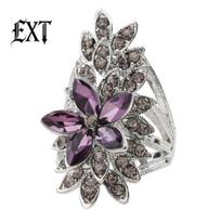 Akinanti tuščiavidurė gėlė, kubinis cirkonis, inkrustuotas pirštų žiedas, moteriškas papuošalas US 10 violetinė