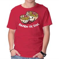 Unisex Crew Neck T-Shirt Ramen-tic Soul Graphic Short Sleeve Casual Tee S