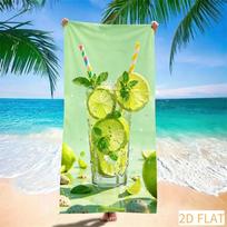 Lime Mojito Beach Towel - Super Absorbent Quick Dry Microfiber  Refreshing Citrus Drink Print, Soft Sand-Free Blanket For Picnic 50x100cm