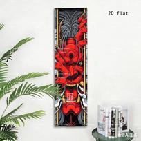 Japanese Oni Mask Tapestry, Red Demon Samurai Vertical Wall Hanging, Cool Anime Art Decor 150X40CM