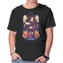 Unisex Crew Neck T-Shirt The Tower Cat Tarot Graphic Short Sleeve Casual Tee XXL