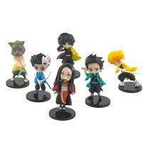 6Pcs Set Anime Demon Slayer Figure 7cm Kamado Tanjirou Kamado Nezuko Mini Cute Edition Pvc Doll Toy Desktop Ornament Gift