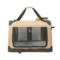 Multi-Purpose Pet Kennel Soft Dog Crates 3 Door Soft Sided Folding Travel Car Carrier with Straps Mat for Dogs Cats Rabbits (Dark Khaki,50x35x35cm) tamsi chaki spalva