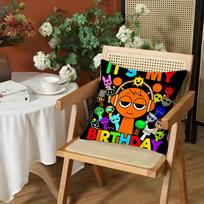 Game S-Sprunki Fun Cushion Cover Silky Short Plush Invisible Zipper Dustproof Sofa Pillow Case For Home Decor Peach skin 18*18(CM)-1Pcs