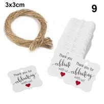 100pcs Cards Package Wrapping Luggage Handmade Thank you Kraft Gift Tags Hanging Label Jute Twine 9