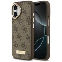 Guess 4G Logotipo Plokštelė Magnetinis dėklas telefonui iPhone 17 rudas