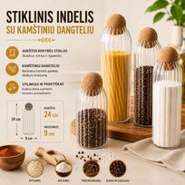 Stiklinis maisto saugojimo indas 24 CM.