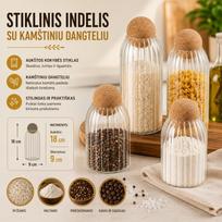 Stiklinis maisto saugojimo indas 18 CM.