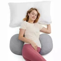 Momcozy PP201 W-Shaped Pregnancy Pillow, Grey, Full Body Support with Removable Jersey Cotton Cover