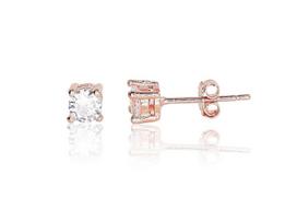 Sidabriniai auskarai –pusetai, 0.9 g, Sidabras 925 praba, raudonas auksas (padengti), Cirkonai